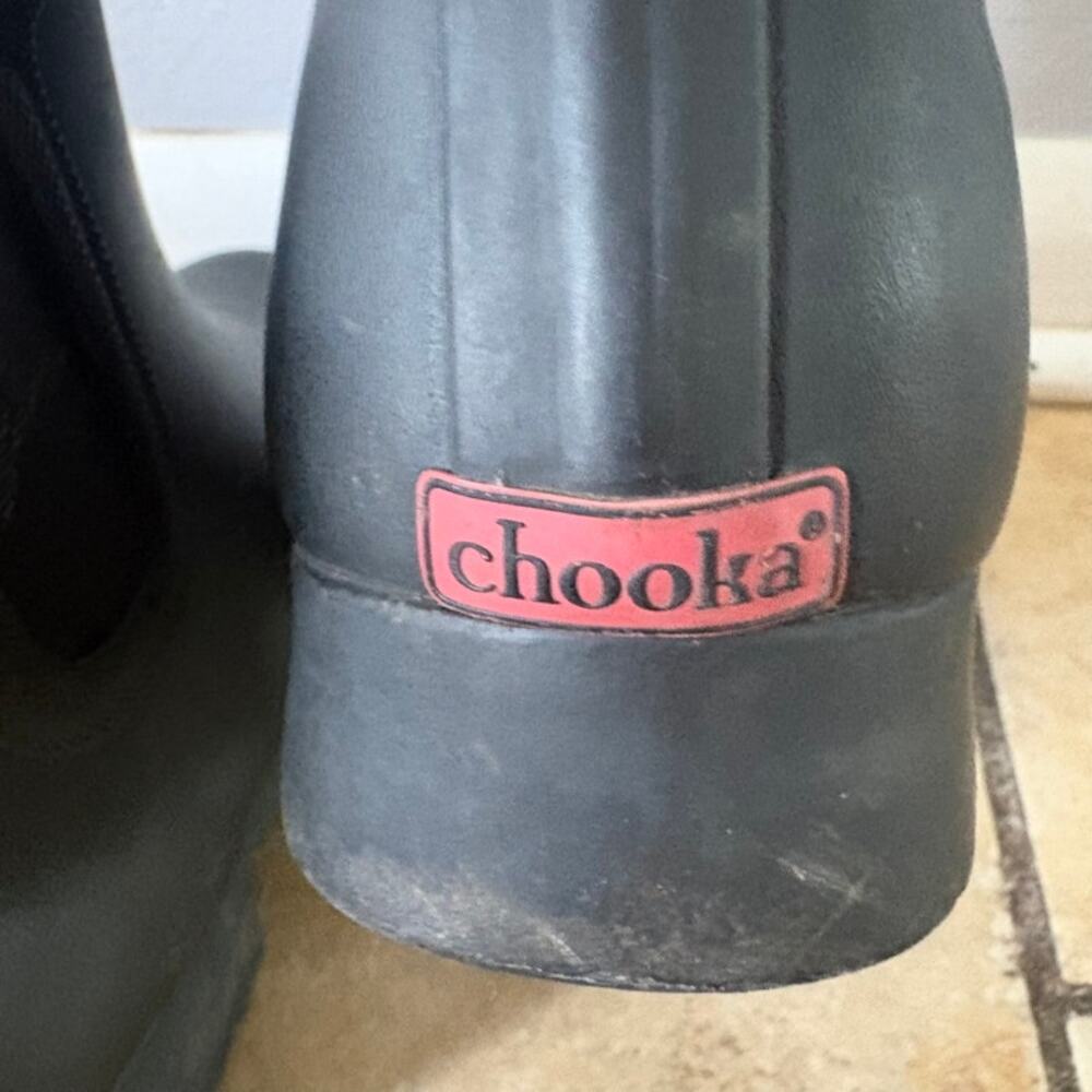 Chooka Rain Boots Womens 8 Delridge Chelsea Black Pull-on Faux Fur Lined - Picture 4 of 9